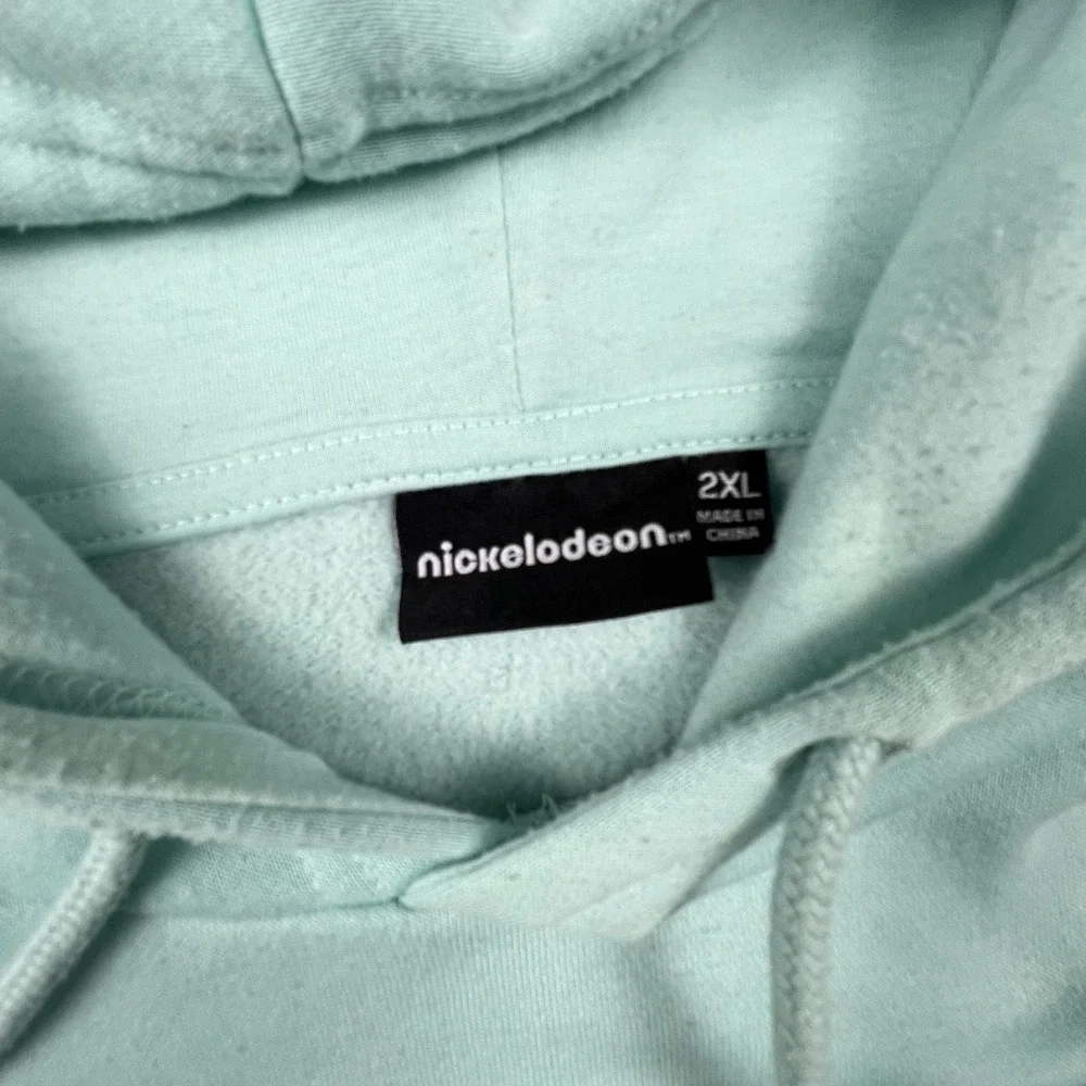 Nickelodeon Spongebob Hoodie Mens 2XL Green Driver License Graphic Pullover Y2K